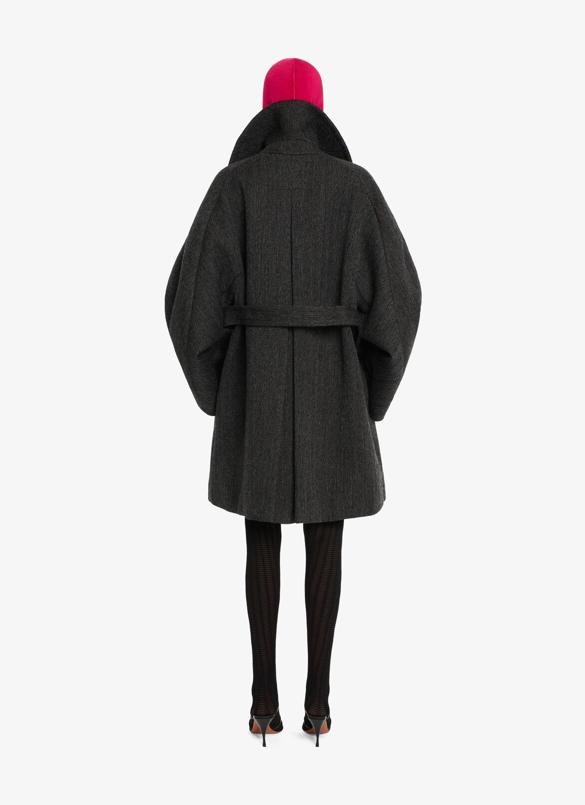 OVERSIZED BELTED MID-LENGTH COAT ALAÏA DARK GREY OVERSIZED BELTED MID-LENGTH COAT